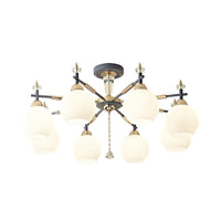 8 Bulbs Living Room Chandelier Light Modern Grey Pendant - Rebooters