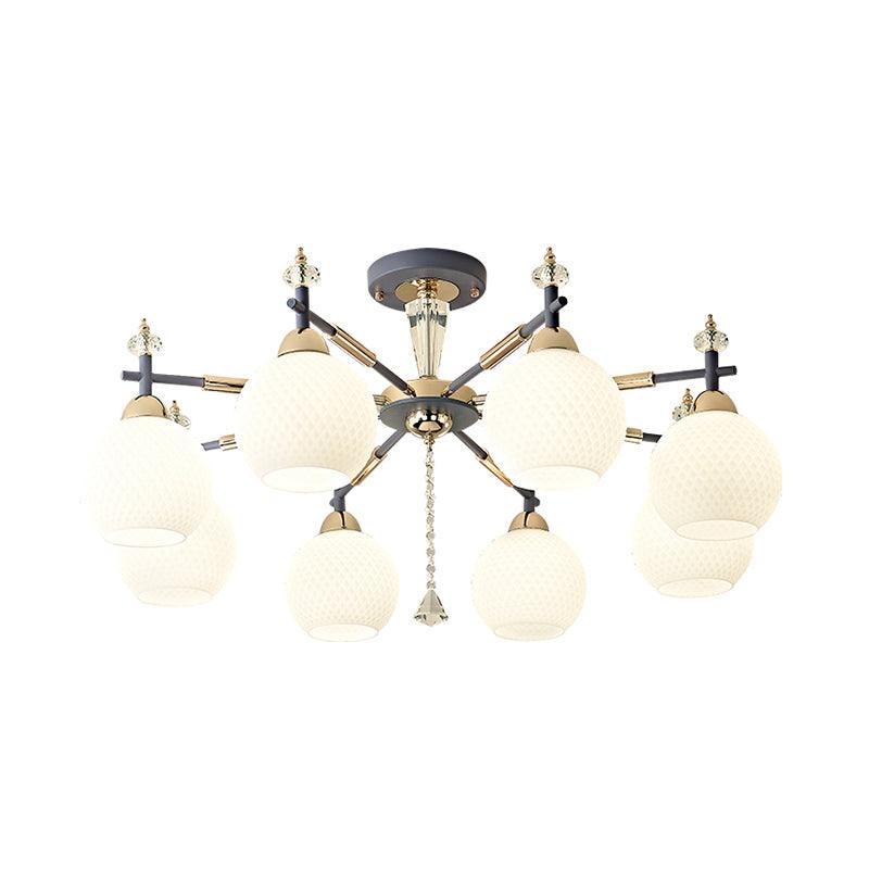 8 Bulbs Living Room Chandelier Light Modern Grey Pendant - Rebooters