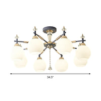 8 Bulbs Living Room Chandelier Light Modern Grey Pendant - Rebooters