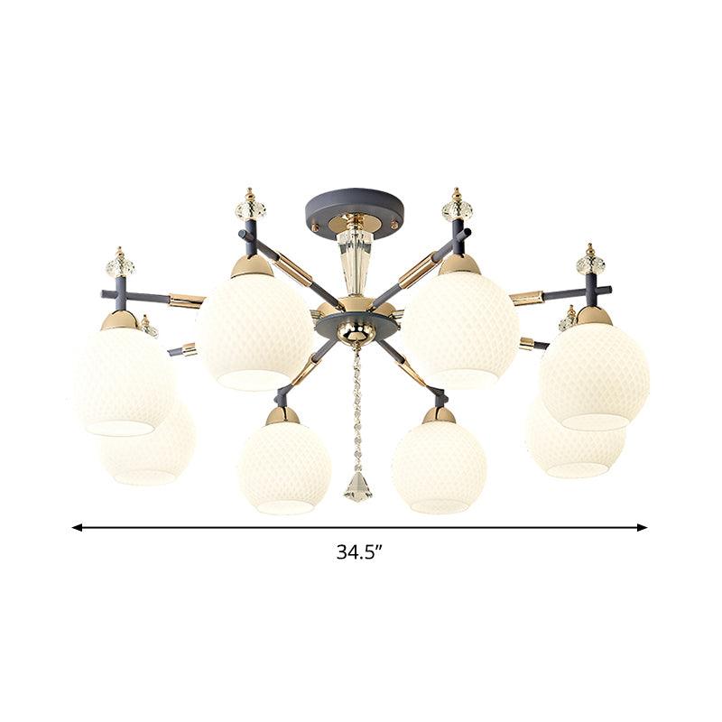8 Bulbs Living Room Chandelier Light Modern Grey Pendant - Rebooters