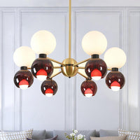12 Heads Starburst Ceiling Chandelier Contemporary Metal Hanging Light Fixture in Brass - Rebooters