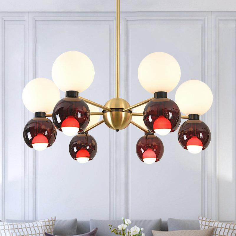 12 Heads Starburst Ceiling Chandelier Contemporary Metal Hanging Light Fixture in Brass - Rebooters