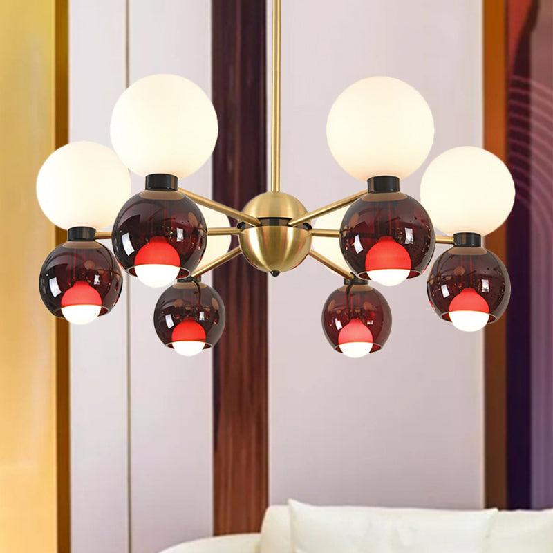 12 Heads Starburst Ceiling Chandelier Contemporary Metal Hanging Light Fixture in Brass - Rebooters