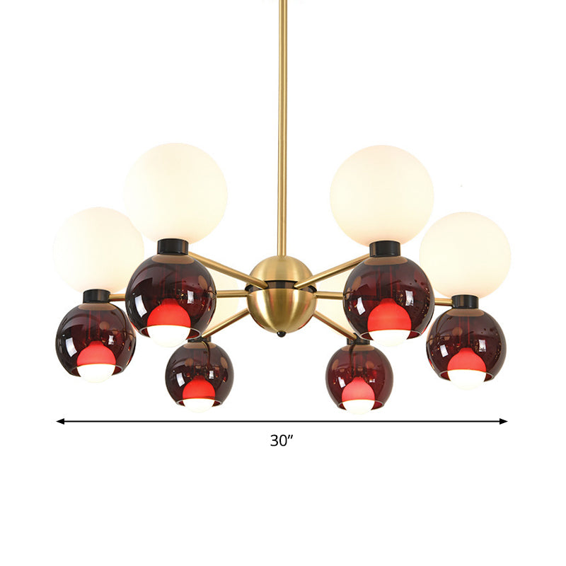 12 Heads Starburst Ceiling Chandelier Contemporary Metal Hanging Light Fixture in Brass - Rebooters