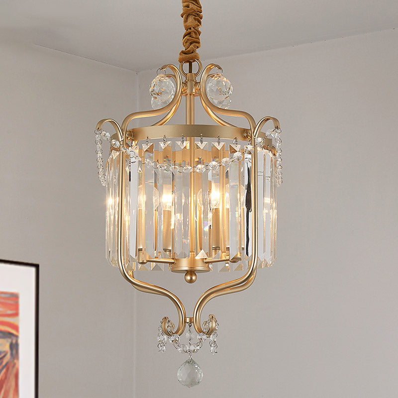 Gold 3 Lights Chandelier Lamp Simple Crystal Pendant Light - Rebooters