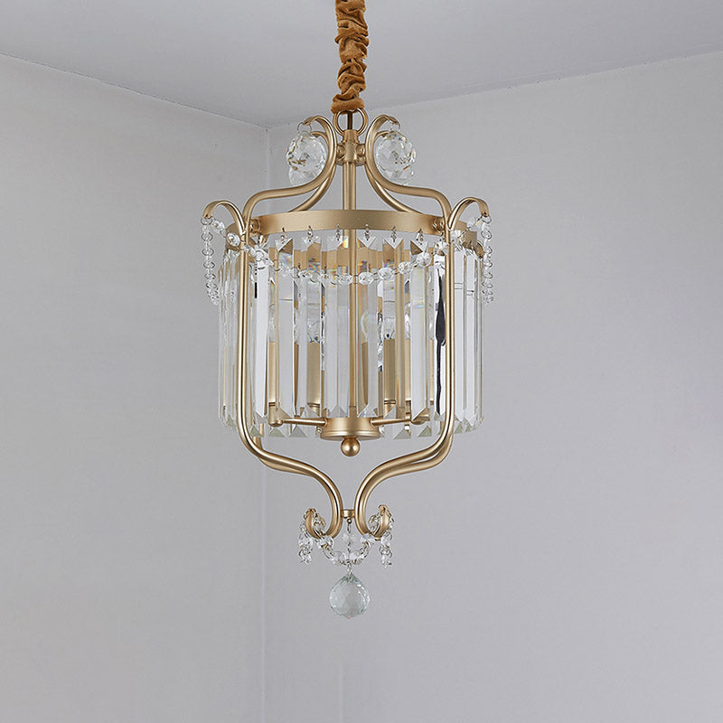 Gold 3 Lights Chandelier Lamp Simple Crystal Pendant Light - Rebooters