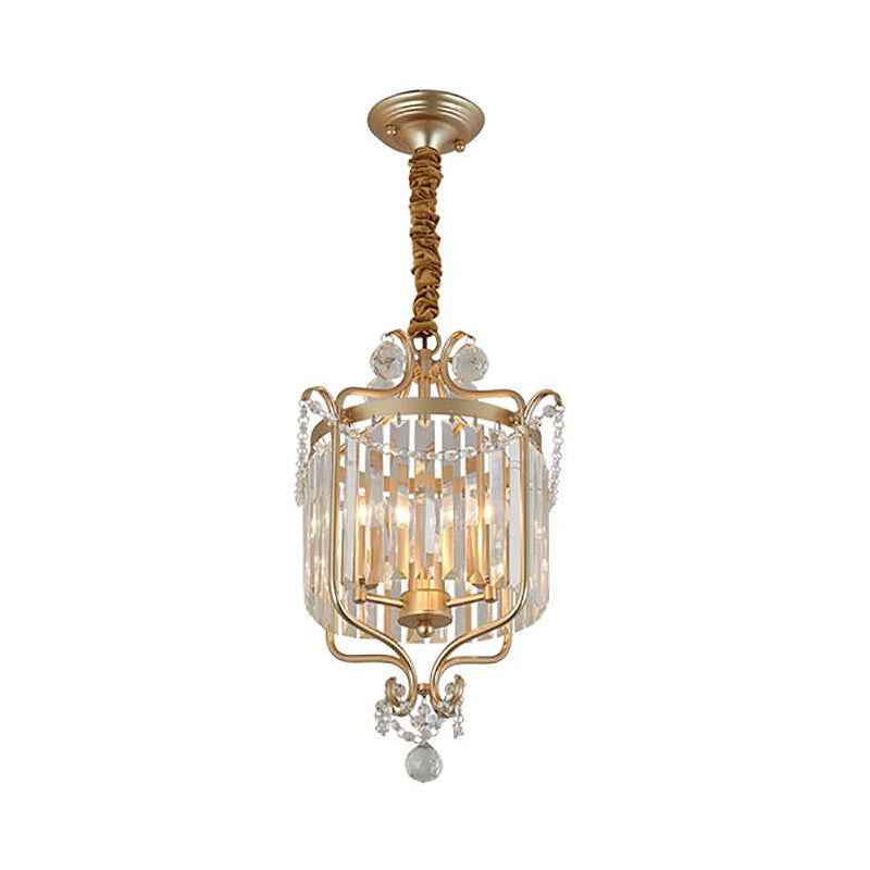 Gold 3 Lights Chandelier Lamp Simple Crystal Pendant Light - Rebooters