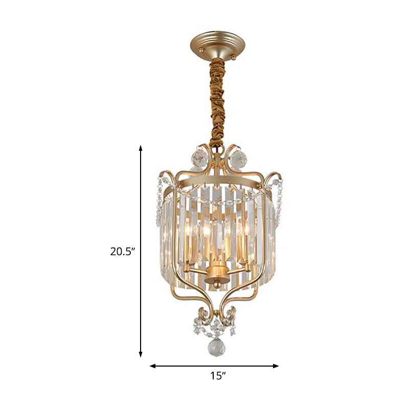 Gold 3 Lights Chandelier Lamp Simple Crystal Pendant Light - Rebooters