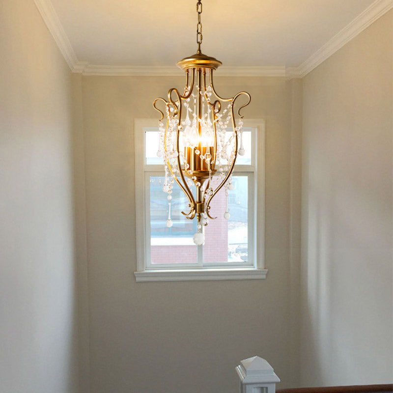 Gold Candle Chandelier Light Fixture Countryside 4 Lights Living Room Lamp - Rebooters