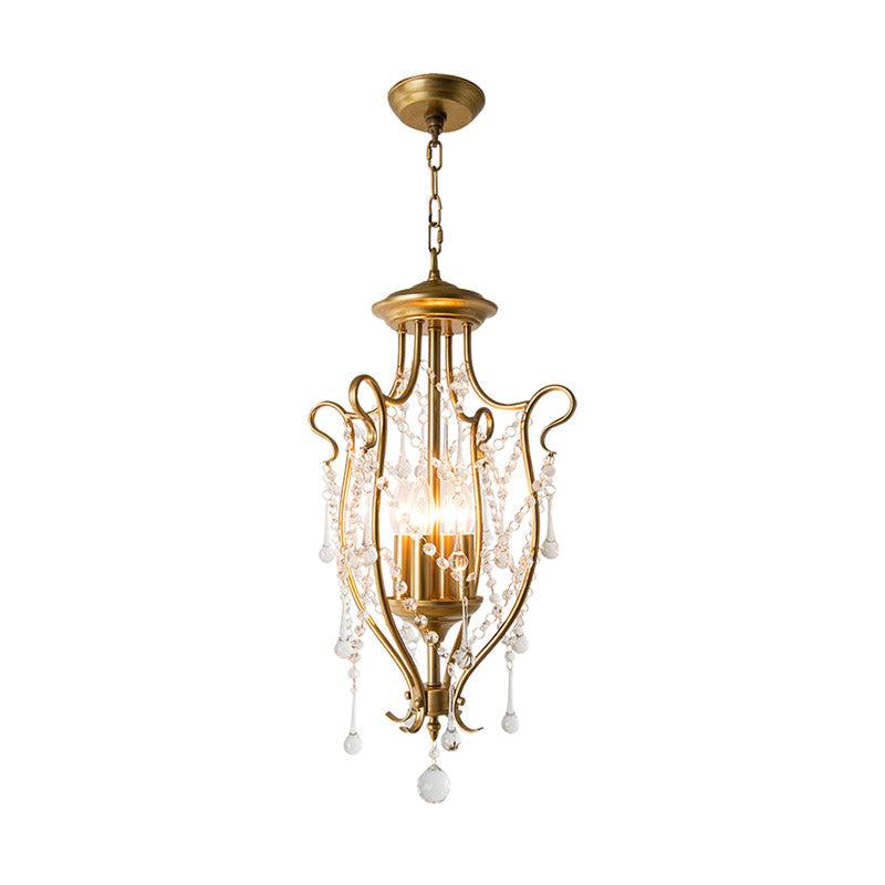 Gold Candle Chandelier Light Fixture Countryside 4 Lights Living Room Lamp - Rebooters