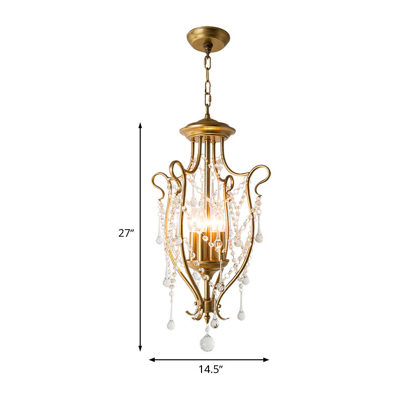 Gold Candle Chandelier Light Fixture Countryside 4 Lights Living Room Lamp - Rebooters