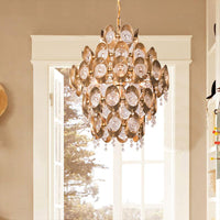 5 Lights Chandelier Traditional-Style Round Crystal Light Gold - Rebooters