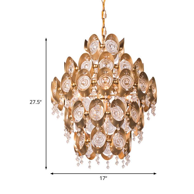 5 Lights Chandelier Traditional-Style Round Crystal Light Gold - Rebooters