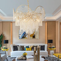 7 Lights Chandelier Lighting Rural Layered Crystal Pendant Light - Rebooters