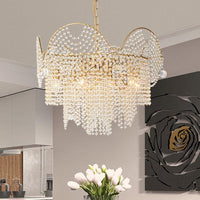 7 Lights Chandelier Lighting Rural Layered Crystal Pendant Light - Rebooters