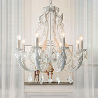 8 Lights Clear Crystal Chandelier Lighting Fixture Rustic Candle Bedroom Suspension Lamp - Rebooters
