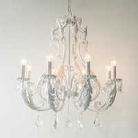 8 Lights Clear Crystal Chandelier Lighting Fixture Rustic Candle Bedroom Suspension Lamp - Rebooters