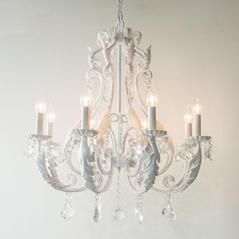8 Lights Clear Crystal Chandelier Lighting Fixture Rustic Candle Bedroom Suspension Lamp - Rebooters