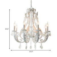 8 Lights Clear Crystal Chandelier Lighting Fixture Rustic Candle Bedroom Suspension Lamp - Rebooters