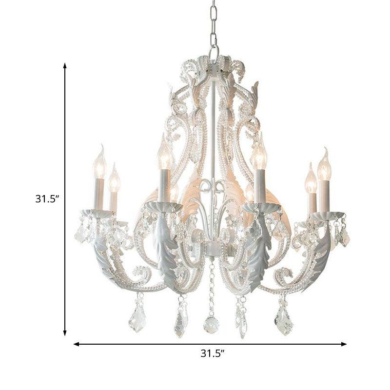 8 Lights Clear Crystal Chandelier Lighting Fixture Rustic Candle Bedroom Suspension Lamp - Rebooters