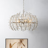 Caged Dining Room Chandelier Pendant Light Traditional Crystal 5 Lights Silver Ceiling Lamp - Rebooters