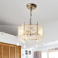 Beaded Crystal Chandelier Traditional 4/6 Lights Brass Fixture - Rebooters