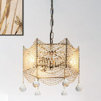 Beaded Crystal Chandelier Traditional 4/6 Lights Brass Fixture - Rebooters