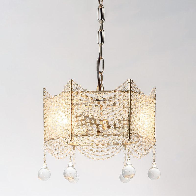 Beaded Crystal Chandelier Traditional 4/6 Lights Brass Fixture - Rebooters