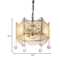 Beaded Crystal Chandelier Traditional 4/6 Lights Brass Fixture - Rebooters