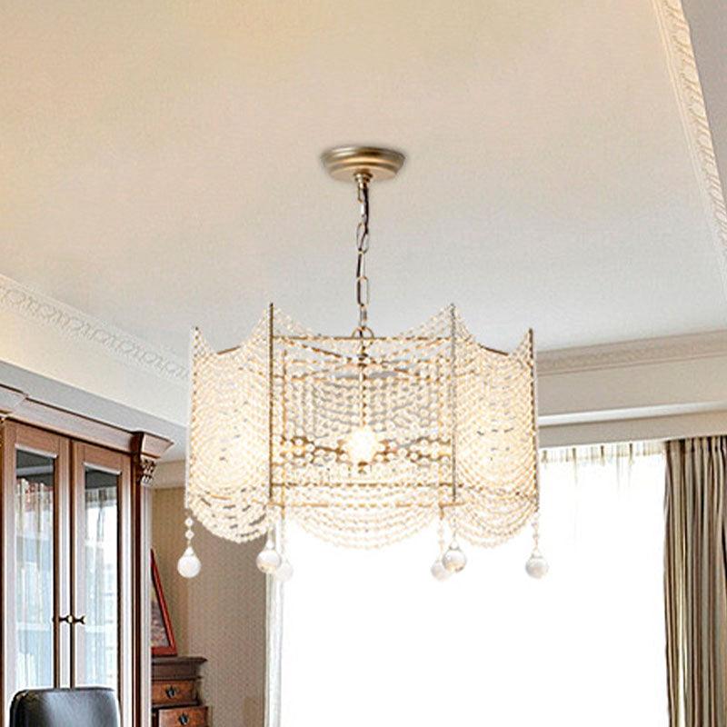 Beaded Crystal Chandelier Traditional 4/6 Lights Brass Fixture - Rebooters