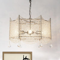 Beaded Crystal Chandelier Traditional 4/6 Lights Brass Fixture - Rebooters