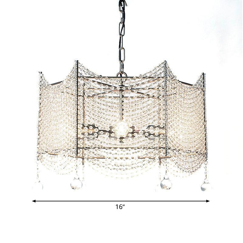 Beaded Crystal Chandelier Traditional 4/6 Lights Brass Fixture - Rebooters