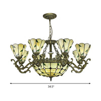 Beige Glass Green Chandelier Leaf 5/9/11 Lights Fixture - Rebooters