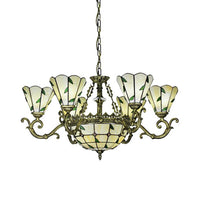 Beige Glass Green Chandelier Leaf 5/9/11 Lights Fixture - Rebooters