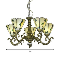 Beige Glass Green Chandelier Leaf 5/9/11 Lights Fixture - Rebooters