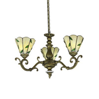 Beige Glass Green Chandelier Leaf 5/9/11 Lights Fixture - Rebooters