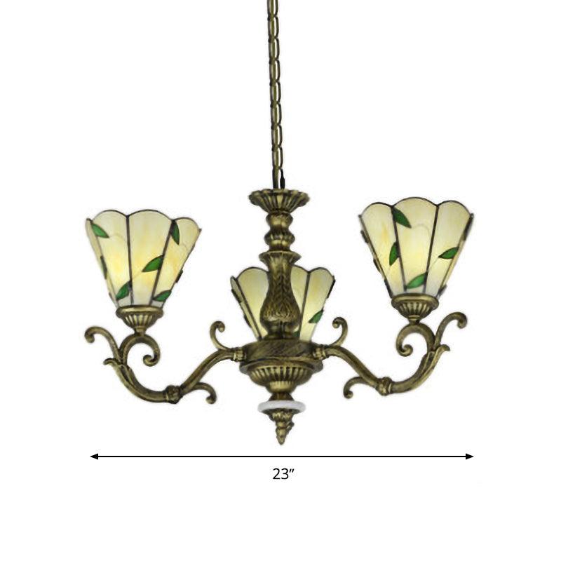 Beige Glass Green Chandelier Leaf 5/9/11 Lights Fixture - Rebooters