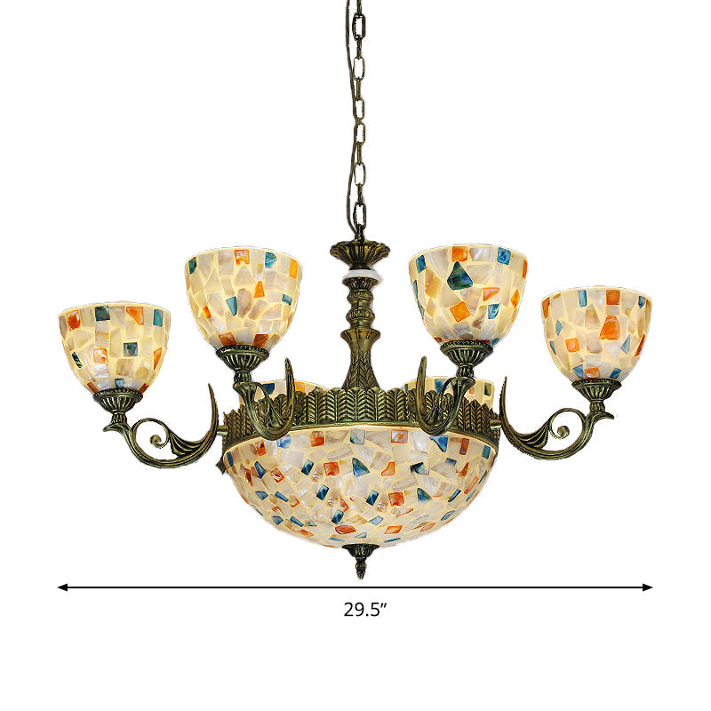 White 5/9/11 Lights Ceiling Chandelier Mediterranean Shell Mosaic - Rebooters