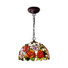 1/2 Lights Rose Hanging Chandelier Tiffany Style Red Green Stained Glass Pendant Lamp 12 16 Wide - Rebooters