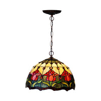 1/2 Lights Chandelier Light Tiffany Red/Green Cut Glass Suspension Lamp for Kitchen 12 Inch 16 Inch W - Rebooters