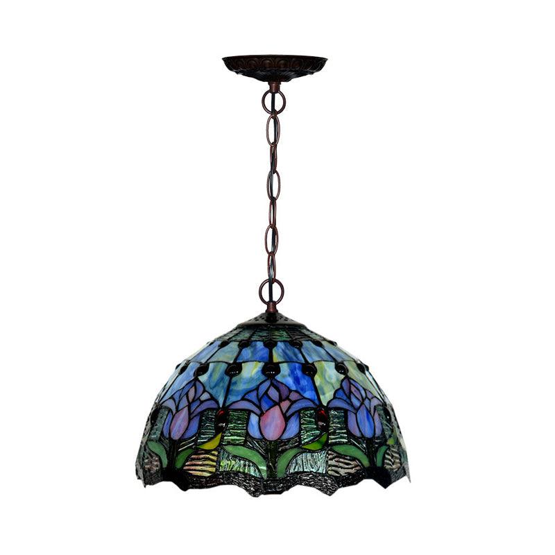1/2 Lights Chandelier Light Tiffany Red/Green Cut Glass Suspension Lamp for Kitchen 12 Inch 16 Inch W - Rebooters