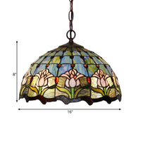 1/2 Lights Chandelier Light Tiffany Red/Green Cut Glass Suspension Lamp for Kitchen 12 Inch 16 Inch W - Rebooters