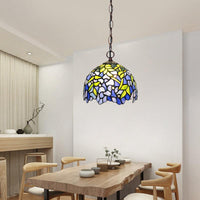 1/2 Lights Dome Hanging Chandelier Tiffany Yellow Cut Glass Pendant Lamp for Kitchen 8 12 16 W - Rebooters