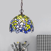 1/2 Lights Dome Hanging Chandelier Tiffany Yellow Cut Glass Pendant Lamp for Kitchen 8 12 16 W - Rebooters
