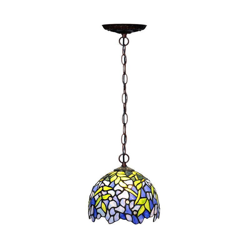 1/2 Lights Dome Hanging Chandelier Tiffany Yellow Cut Glass Pendant Lamp for Kitchen 8 12 16 W - Rebooters