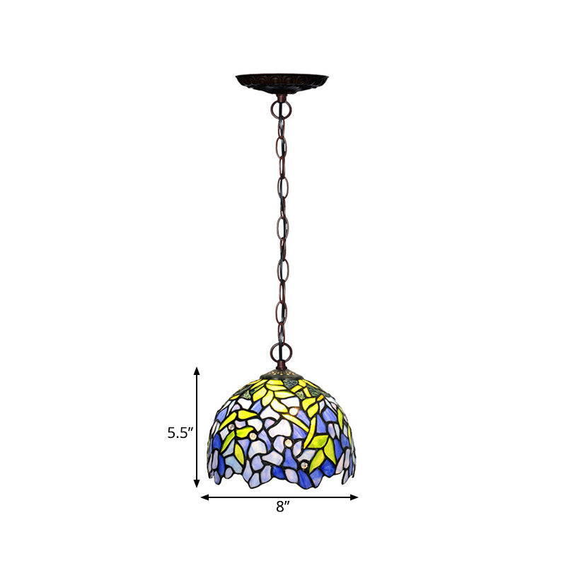 1/2 Lights Dome Hanging Chandelier Tiffany Yellow Cut Glass Pendant Lamp for Kitchen 8 12 16 W - Rebooters