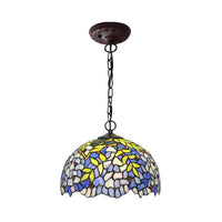 1/2 Lights Dome Hanging Chandelier Tiffany Yellow Cut Glass Pendant Lamp for Kitchen 8 12 16 W - Rebooters