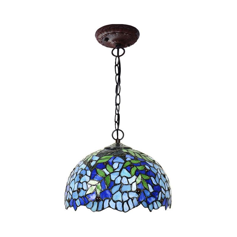 1/2 Lights Dome Hanging Chandelier Tiffany Yellow Cut Glass Pendant Lamp for Kitchen 8 12 16 W - Rebooters