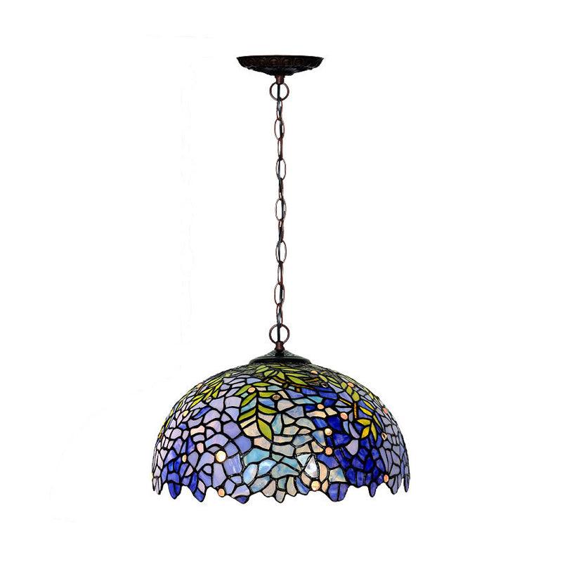 1/2 Lights Dome Hanging Chandelier Tiffany Yellow Cut Glass Pendant Lamp for Kitchen 8 12 16 W - Rebooters