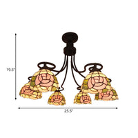 6 Lights Rose Semi Flush Mount Tiffany Pink Glass Light - Rebooters